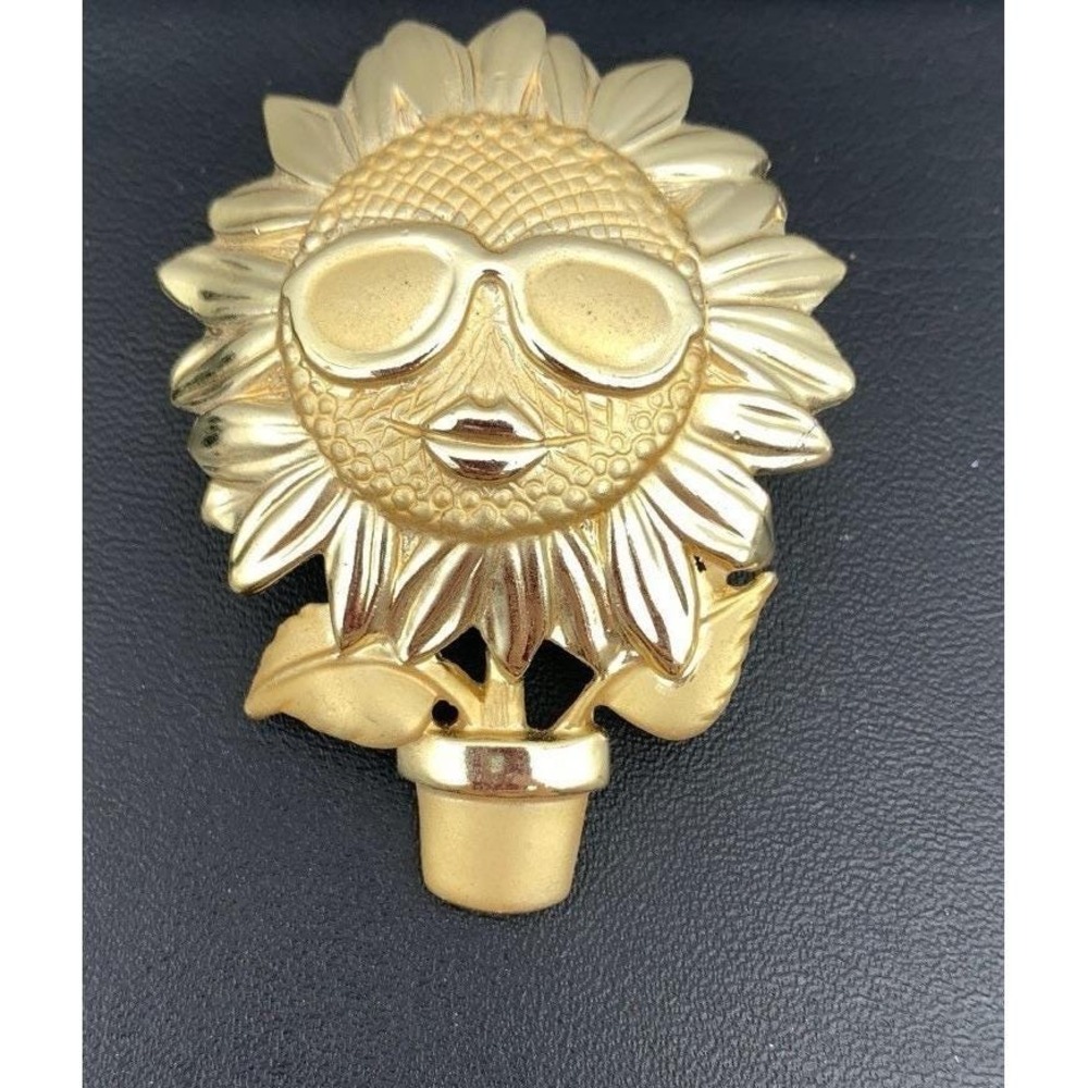 Vintage AJC Musical Sunflower Brooch with Sunglasses - Non-Working Battery
